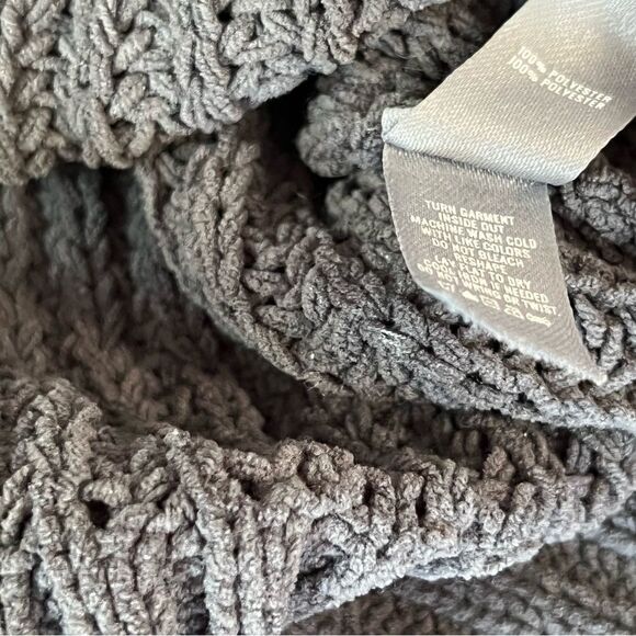 Anthropologie Madison 88 Chunky Knit Asymmetrical Cowl Turtleneck Poncho Sweater - Picture 3 of 5